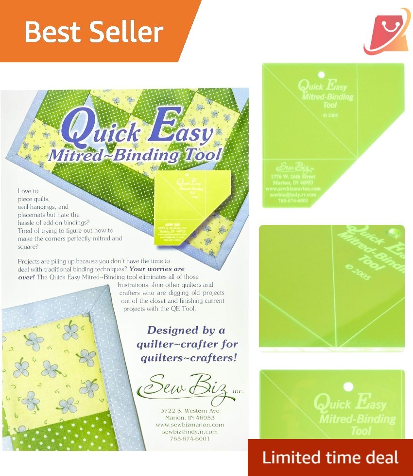 Fabric Miter Binding Tool Quilting Crafting Easy Corner Square Seam