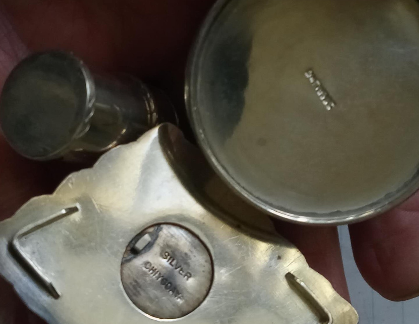 Lot 3 Sterling Silver Japanese Asian Salt Cellar Chiyodaya 千代田 Bucket Hut Pepper