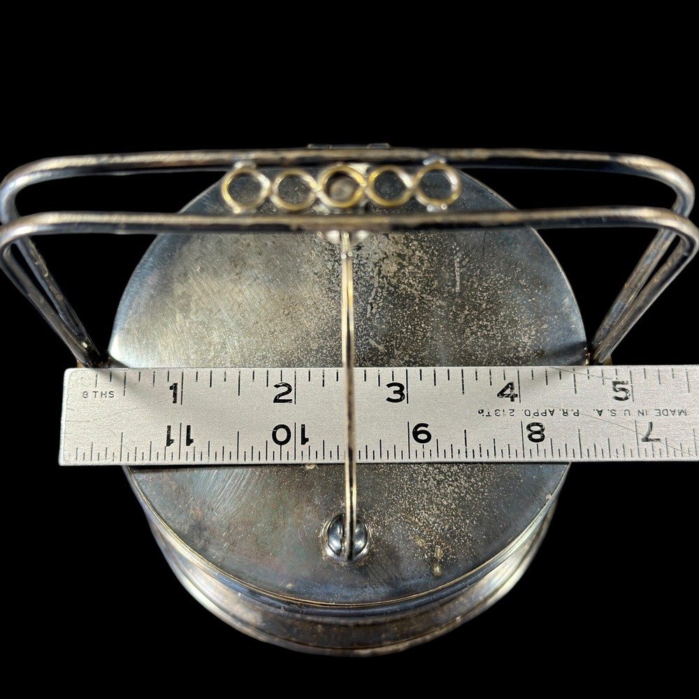 VTG Marchetti Prata 90 Brazil Silver Plated Hinged Lid Server Glass Bowl Lion