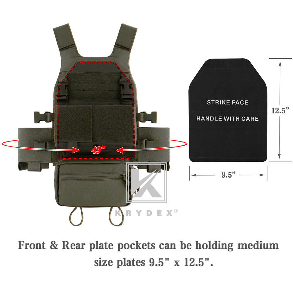 KRYDEX Low Vis Slick Armor Plate Carrier & Tactical Placard Holder & Drop Pouch
