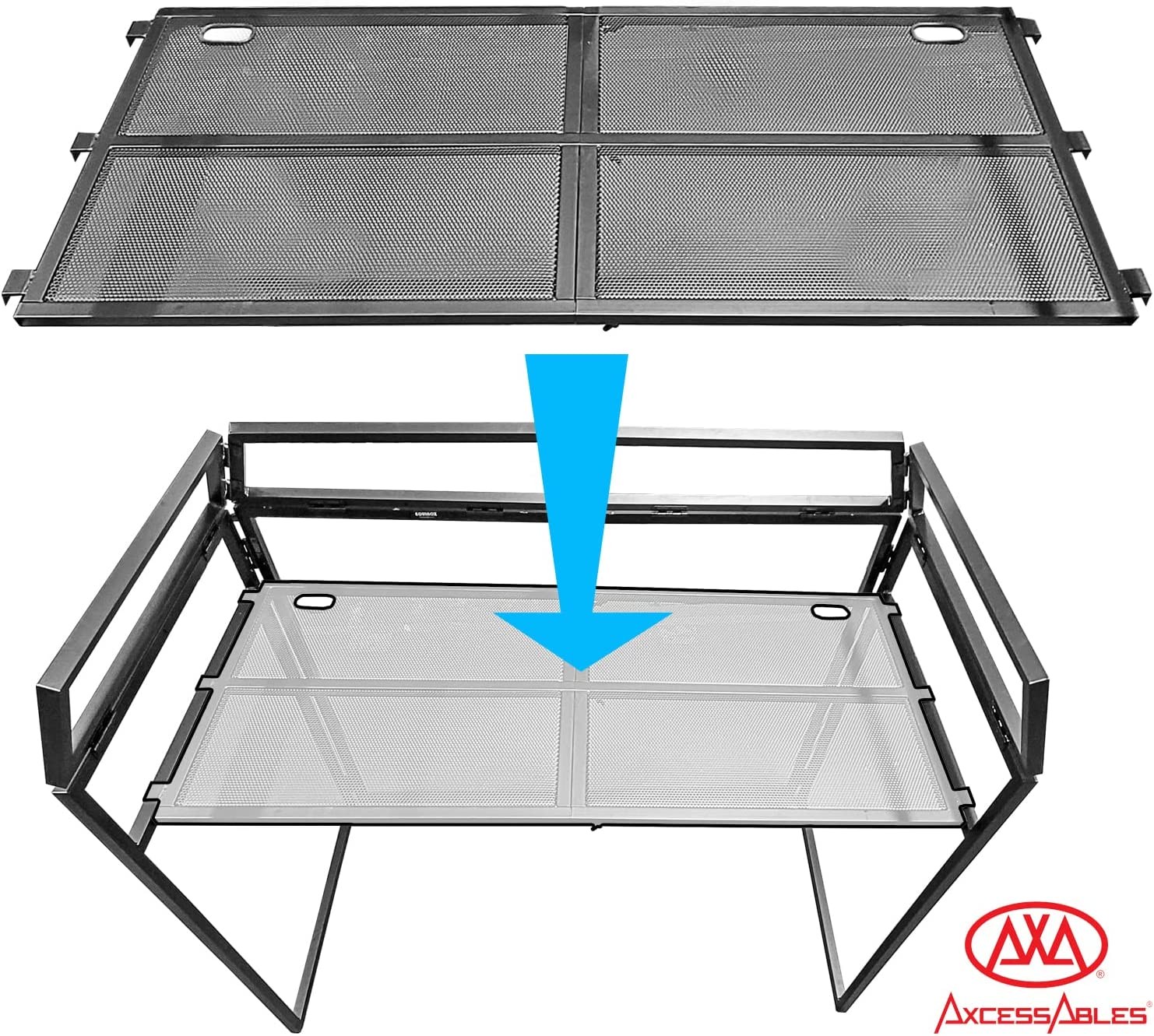 AxcessAbles DJ Booth XL DJ Facade Table Stand W/ Black, White Scrims, Bag