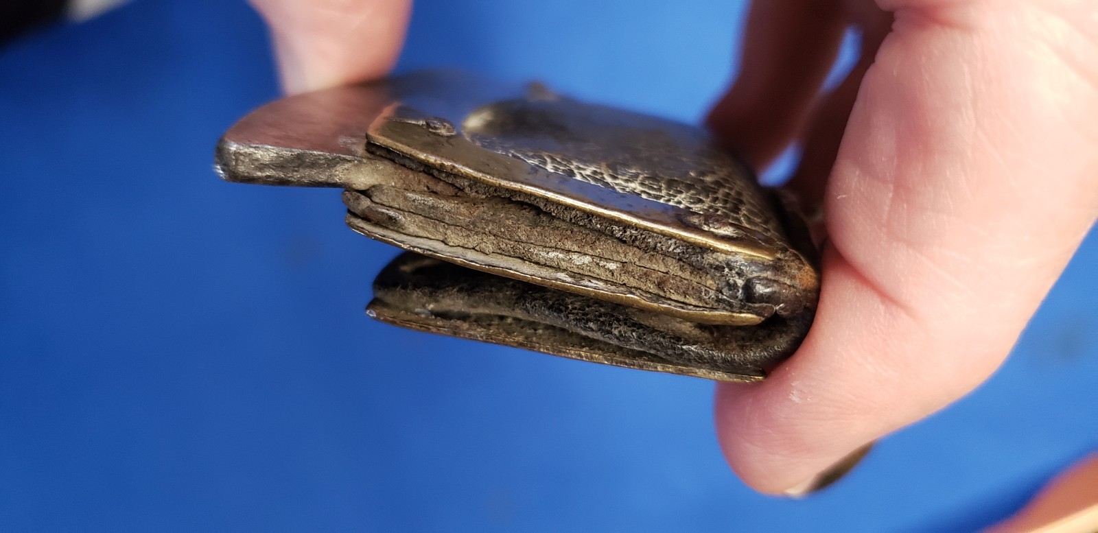 Antique Tibetan Fire, Flint Striker with Pouch Brass and Leather