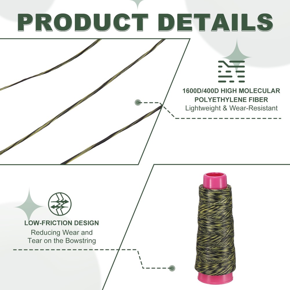 Archery Bow String Serving Thread Bowstring Thread 1600D & Yellow/Black