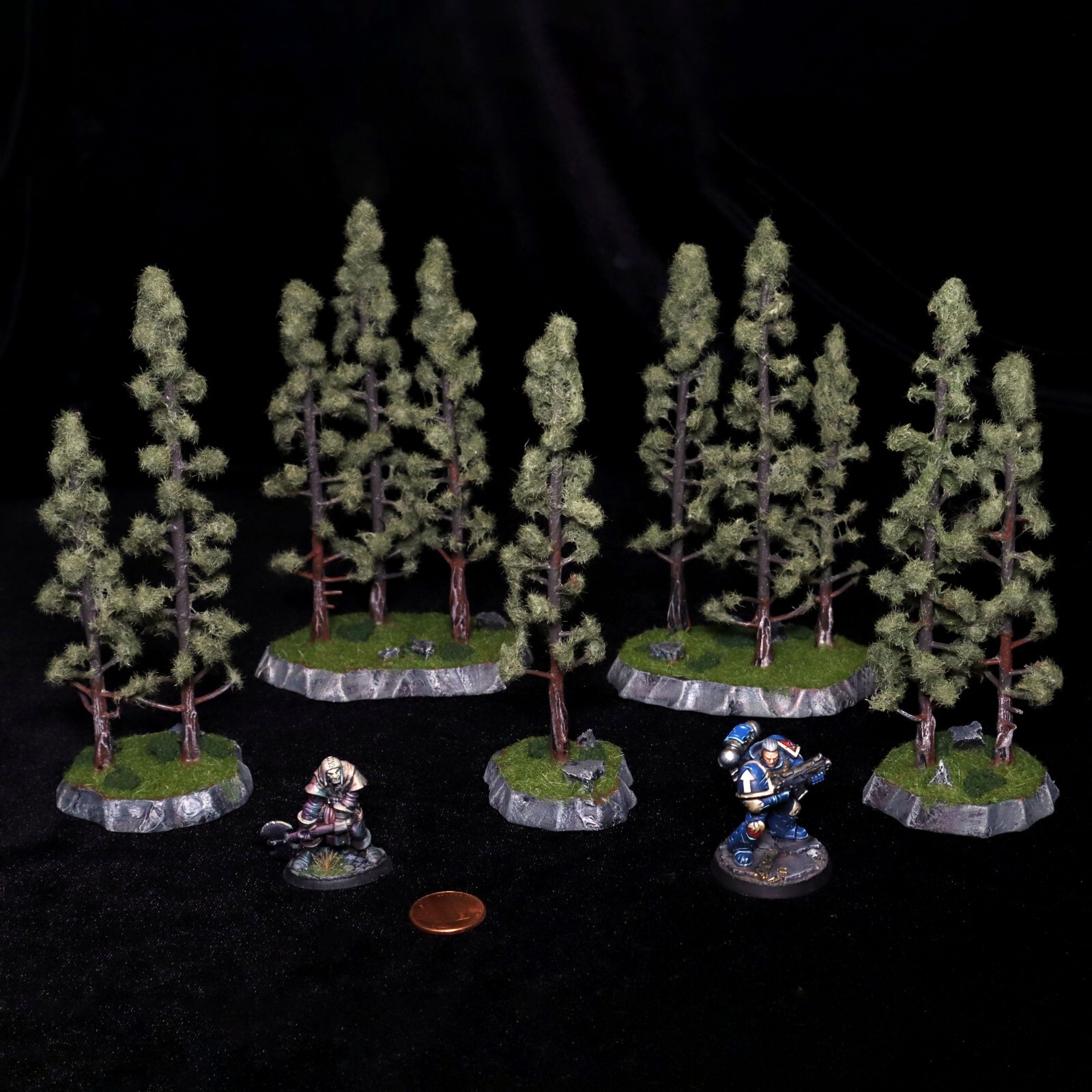 Handmade Pine/Fir Trees Set of 5 RPG Wargaming Terrain