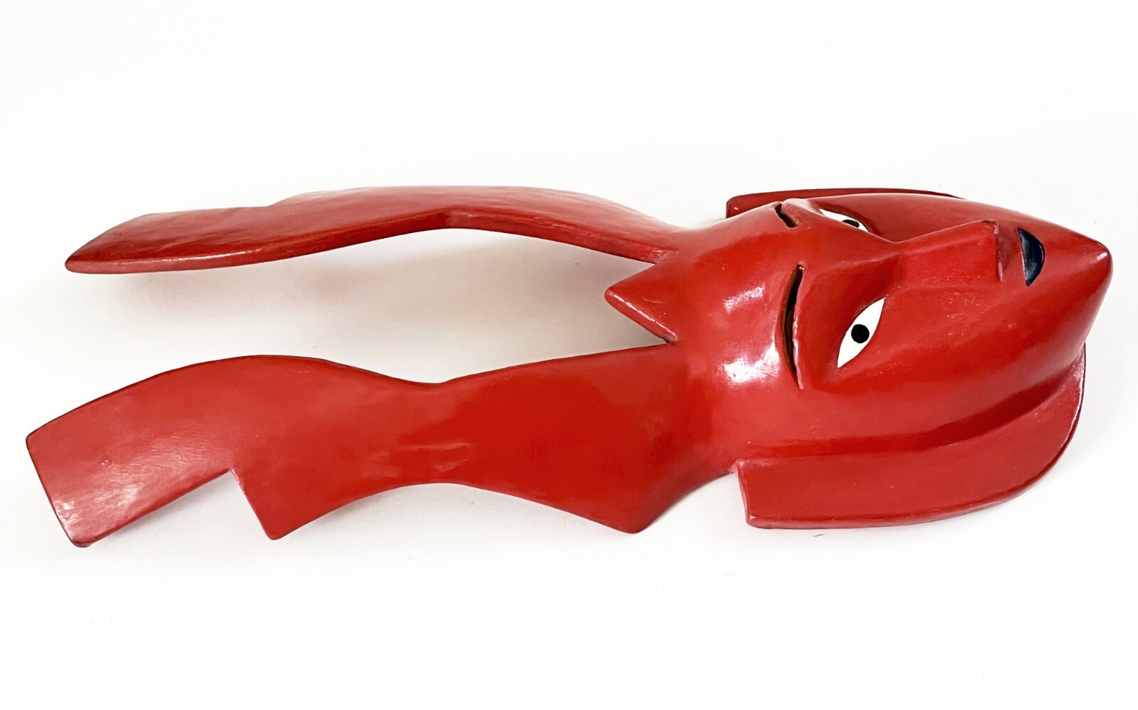 VICTORIANO SALGADO MEXICAN MICHOACAN URUAPAN WOOD MAQUE LACQUER RED COCUCHA MASK