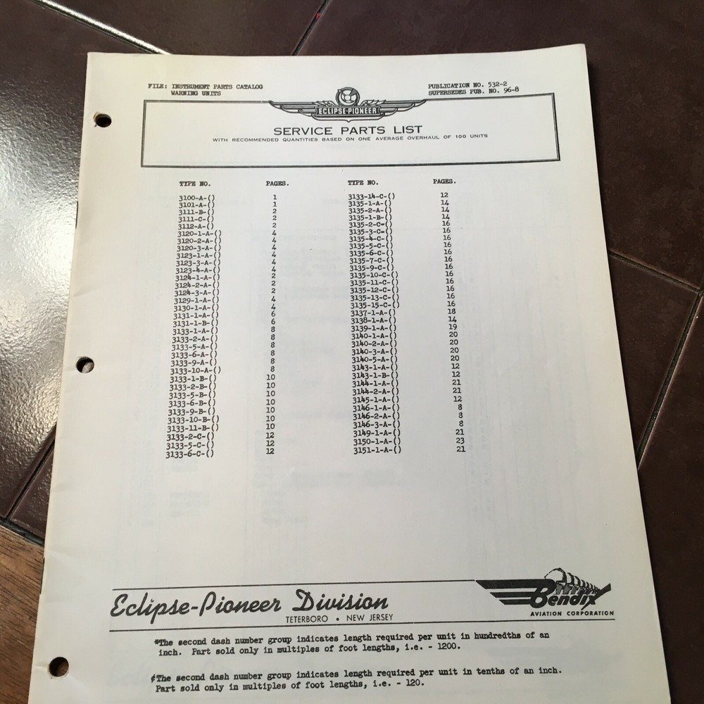 Eclipse-Pioneer Warning Units Parts Manual