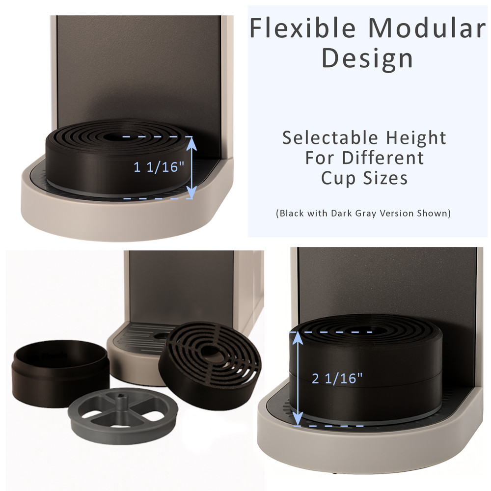 Elevate Anti-Splash Adjustable Cup Stand Accessory for K-Cup Coffee Makers White