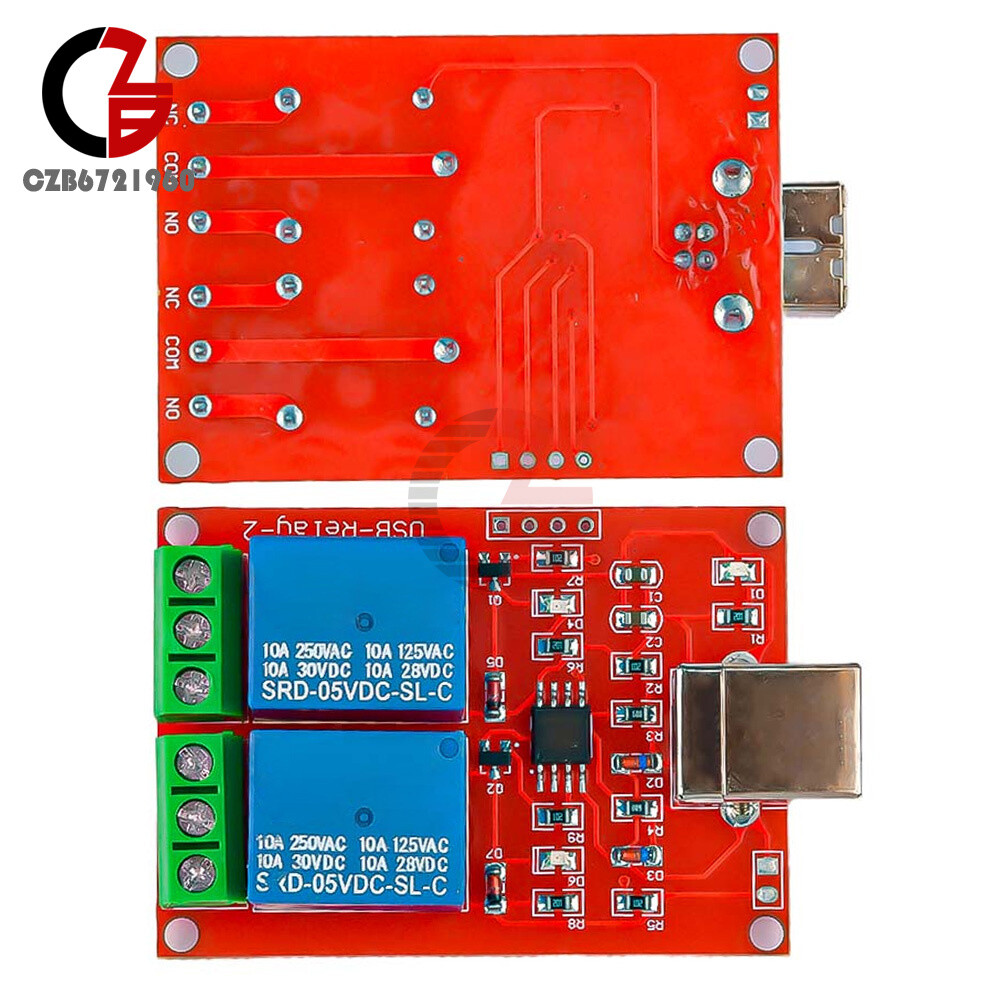 2 Channel USB Relay Module DC 5V Programmable Computer Control For Smart Home