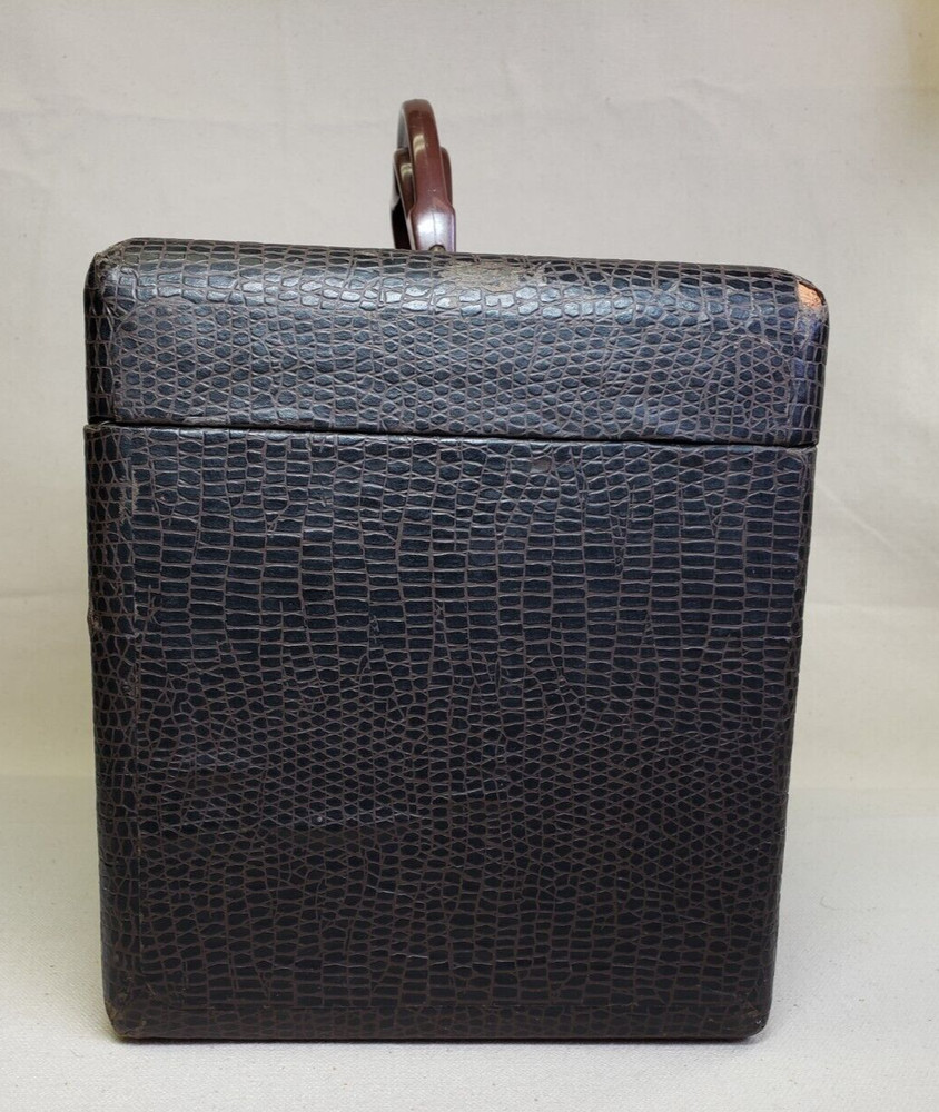 Crocodile Embossed Paper-covered Train Case - 1940's