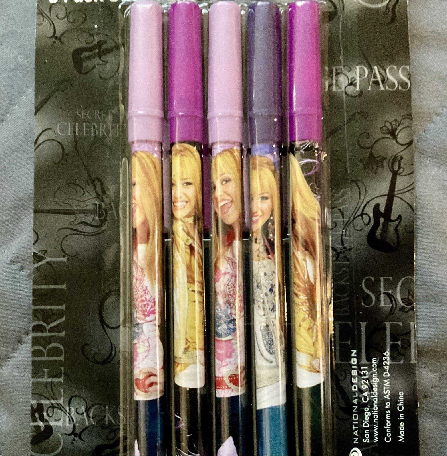 Disney’s HANNAH MONTANA 5 Pack Stick Pens NATIONAL DESIGN #7700D l👀k
