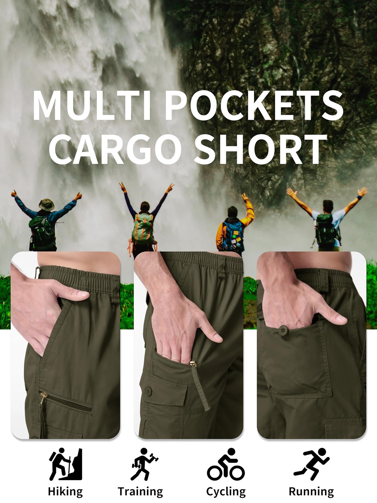 Men's Capri Shorts Long Cargo Shorts Below Knee Shorts 3/4 Cotton Casual Shorts