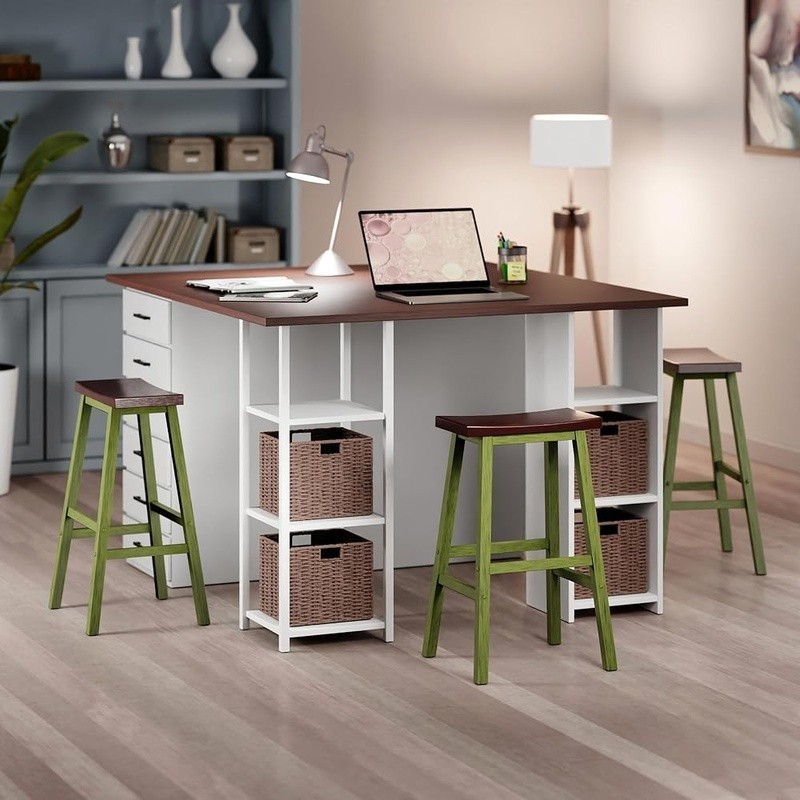 Compact Solid Wood Bar Stool Space Saving Kitchen Furniture Easy Assembly New