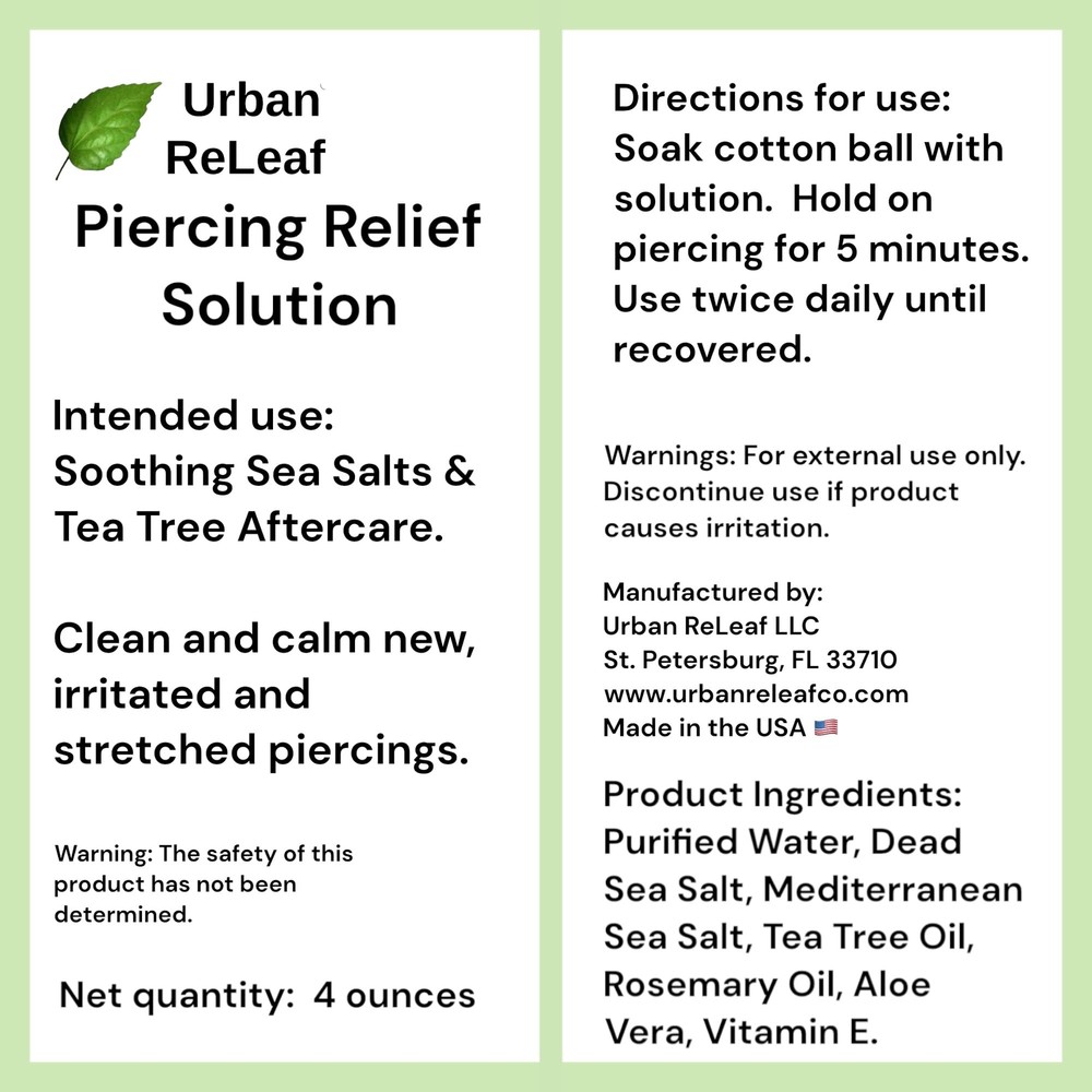 PIERCING RELIEF Solution ! Safely Clean, Soothe & Gently Calm New, Irritated ...