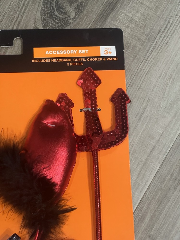 Devil Accessory Set includes Headband, Cuffs, Choker & Wand happy Halloween
