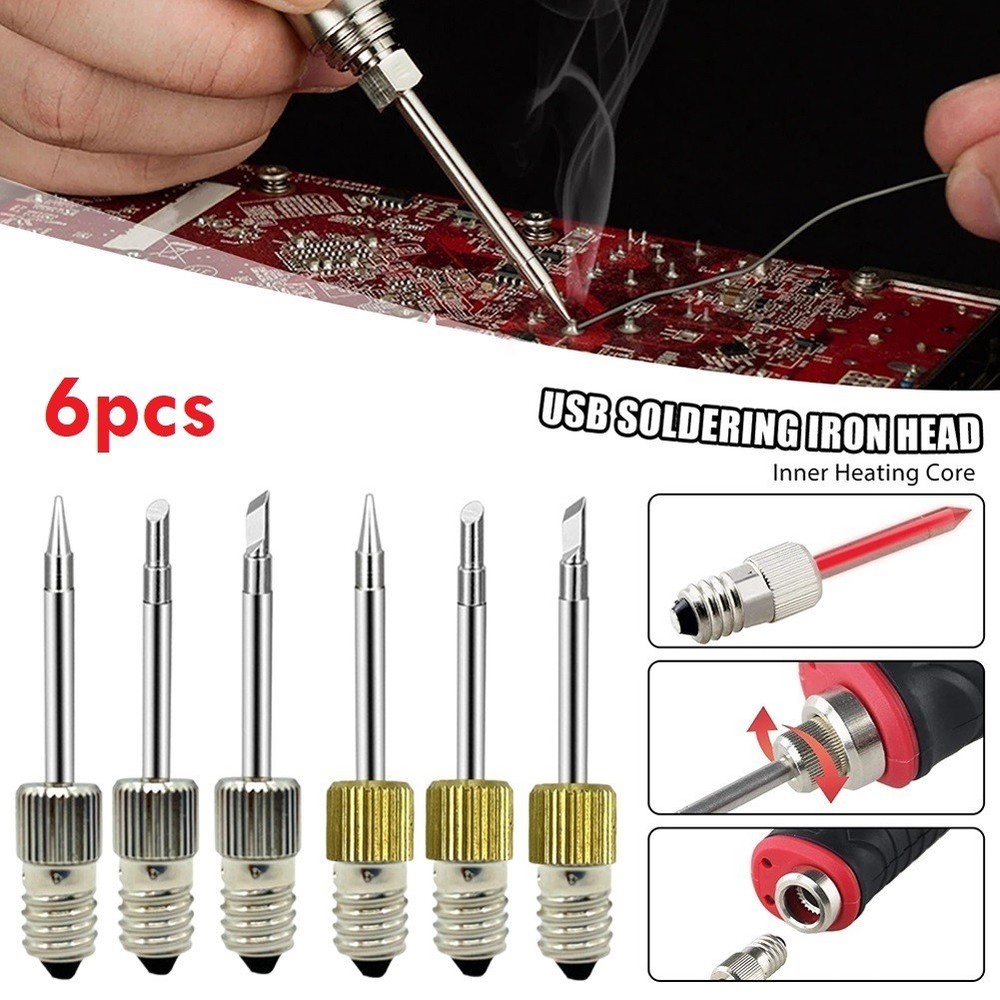 6pcs Replacement Soldering Iron Tips E10 Interface Electric Soldering/Needle Tip