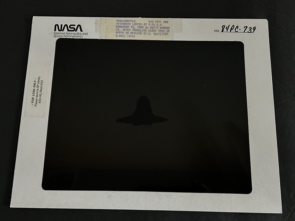 1984 NASA KSC Space Shuttle Discovery Landing Presentation Transparency