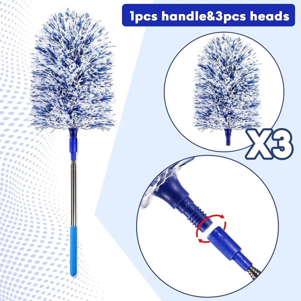 Ultra-Soft Extendable Feather Duster with Washable Heads for Delicate Surfaces