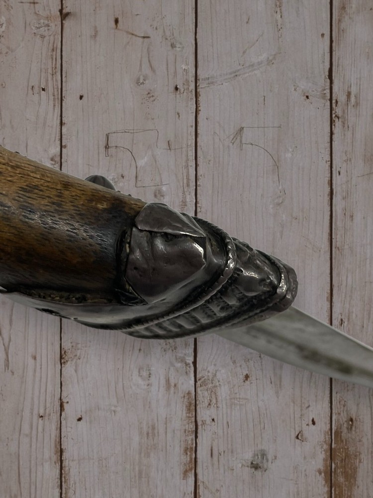 Vintage Antique Solid Silver Mounted Middle Eastern Jambiya Knife With Sheath