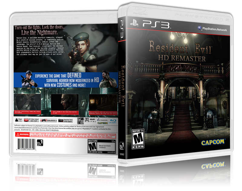 Resident Evil 1: HD Remaster Custom  PS3 Cover and Case. NO GAME!!!