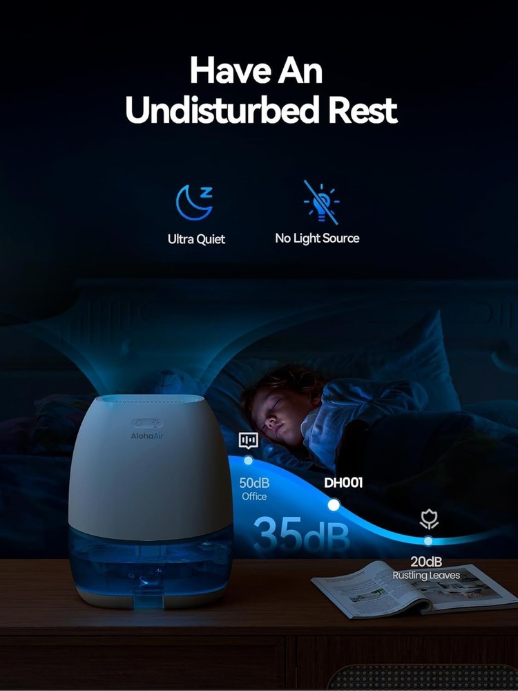 High-Efficiency Small Dehumidifier for Home, 200ft² with Auto Shut-Off Feature