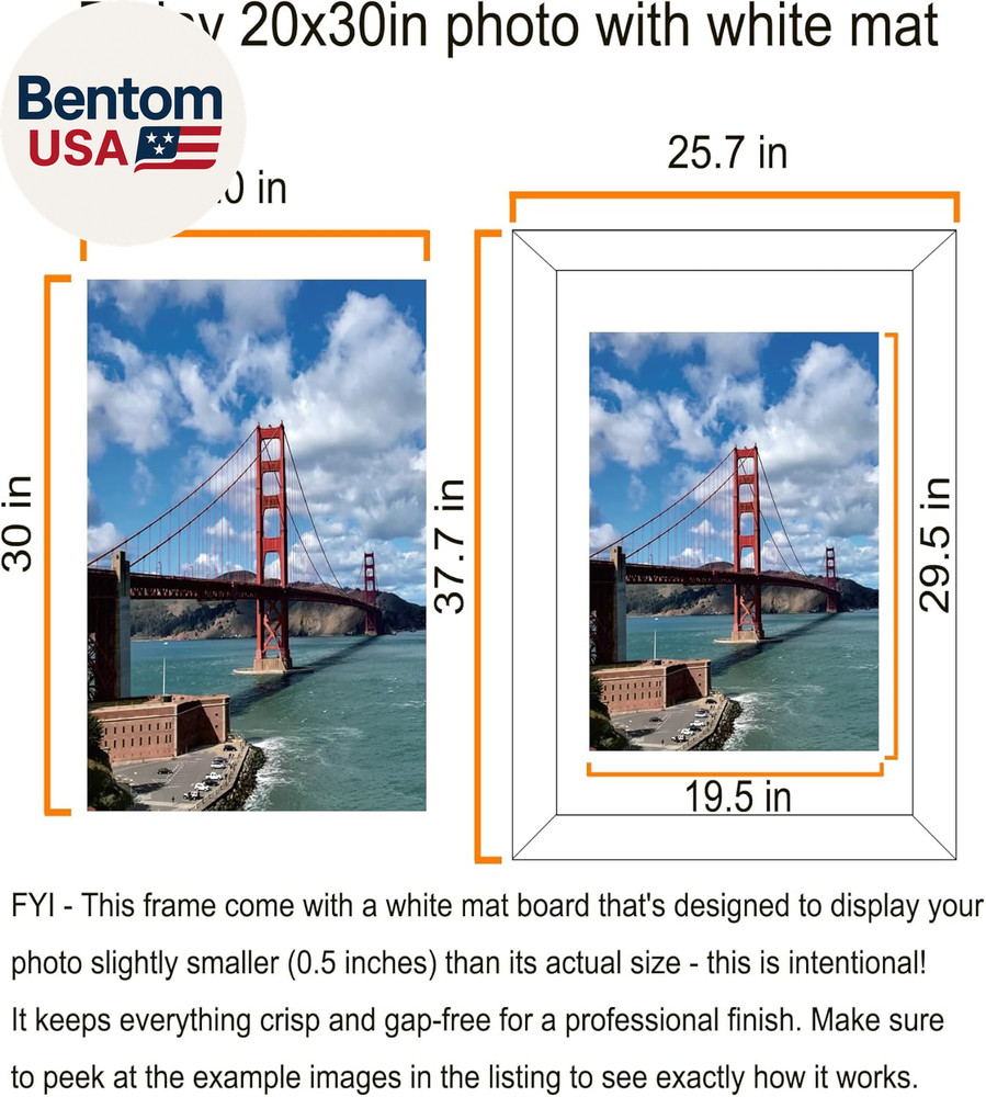 24X36 Poster Frame in Black Solid Wood with Plexiglass 2 Pack