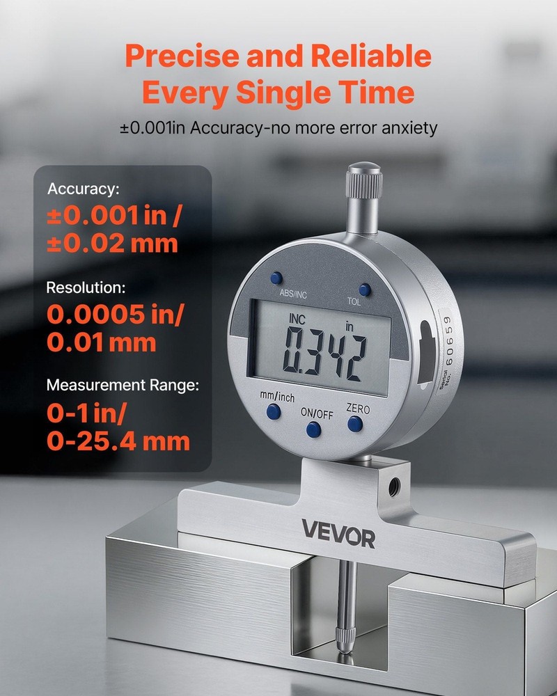 Depth Gauge, Depth Micrometer Digital Electronic Indicator 0-22 inch Measuring