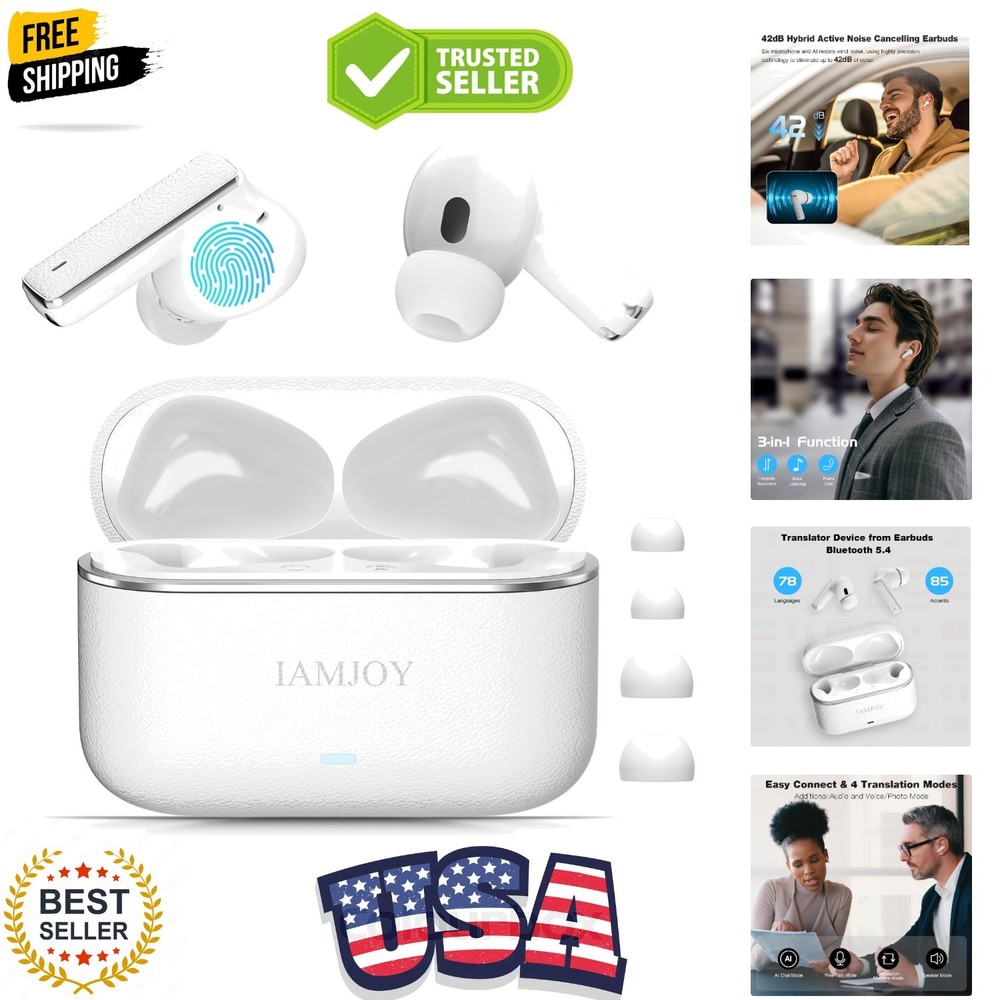 Language Translation Earbuds, 163 Language & Accents Two-Way Translator Devic...