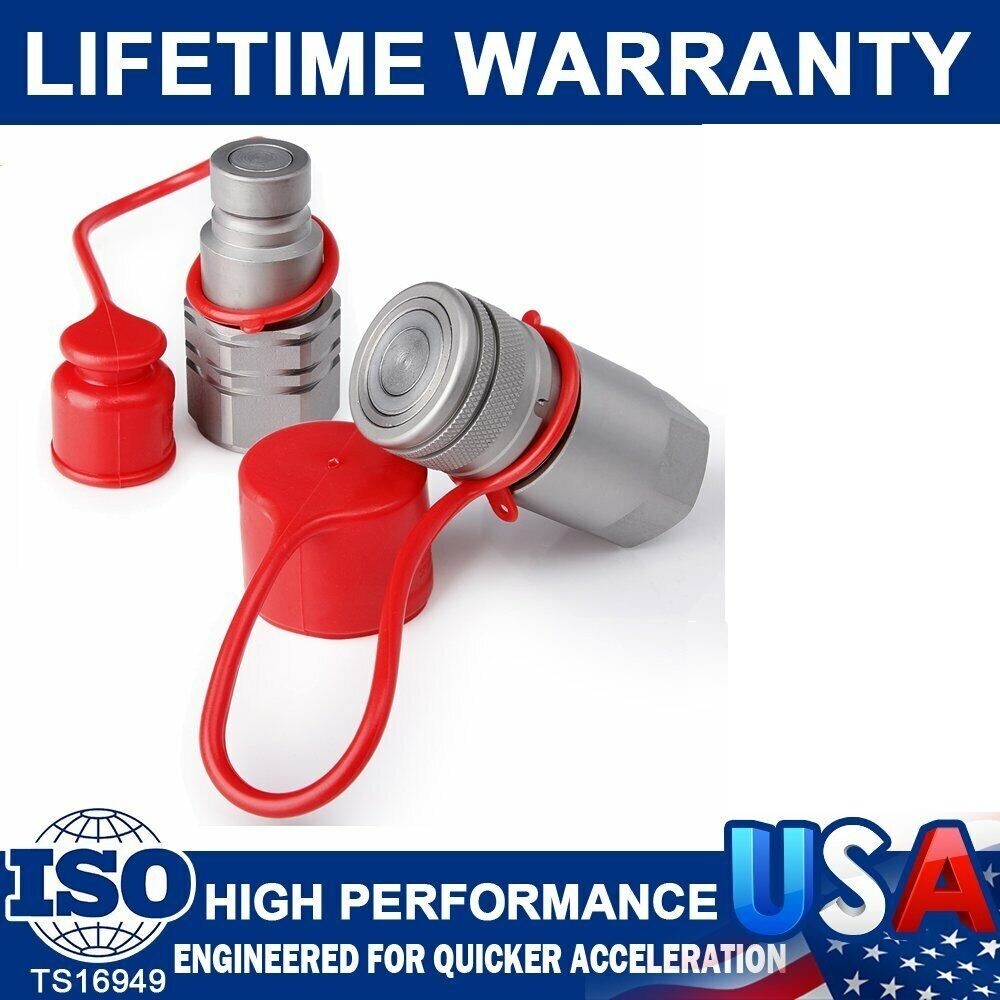 3/4 NPT Flat Face Hydraulic Quick Connect Coupler Coupling Skid Steer 2 Sets