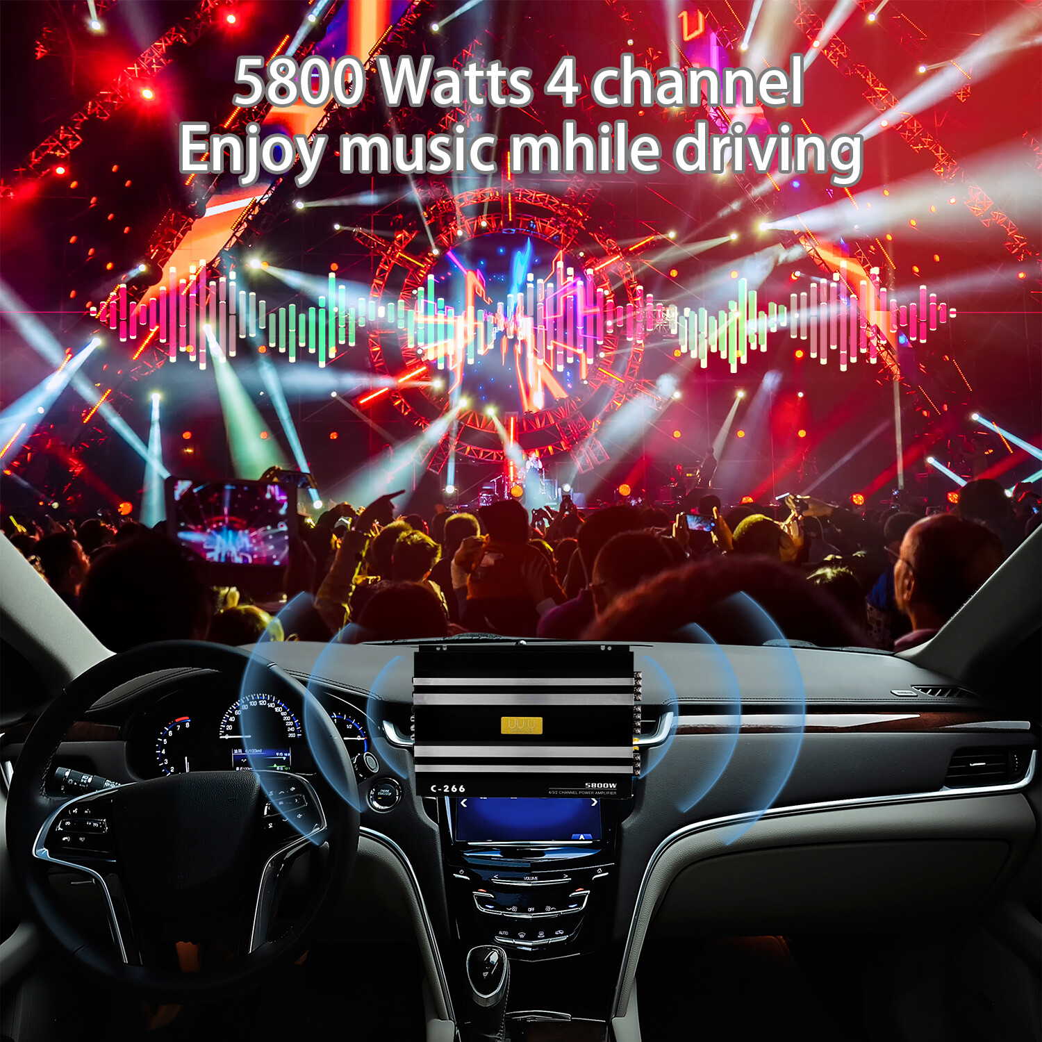 5800W Watt 4 Channel Car Truck Amplifier Stereo Audio Speaker Amp System Device