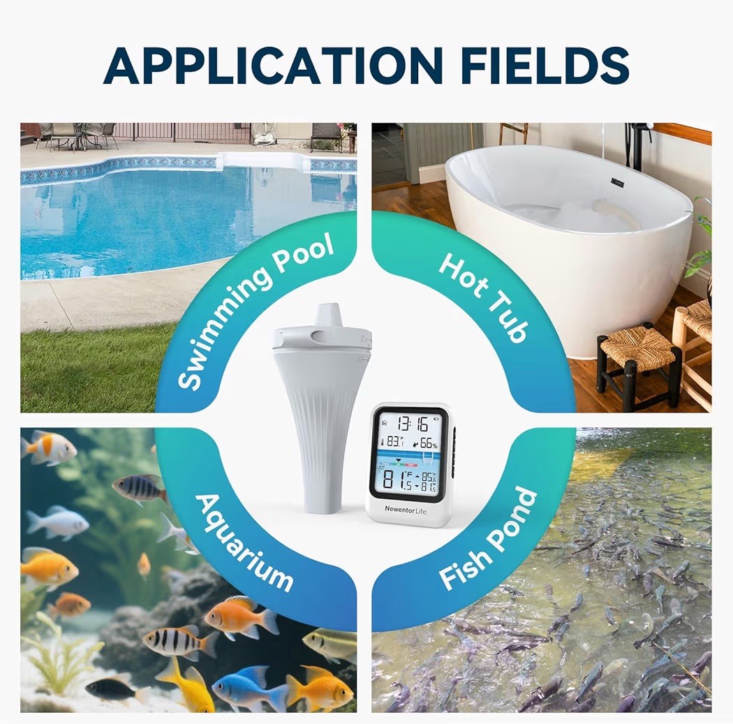 Wireless Pool Thermometer Floating Easy Read, High Precision Outdoor Pool Thermo