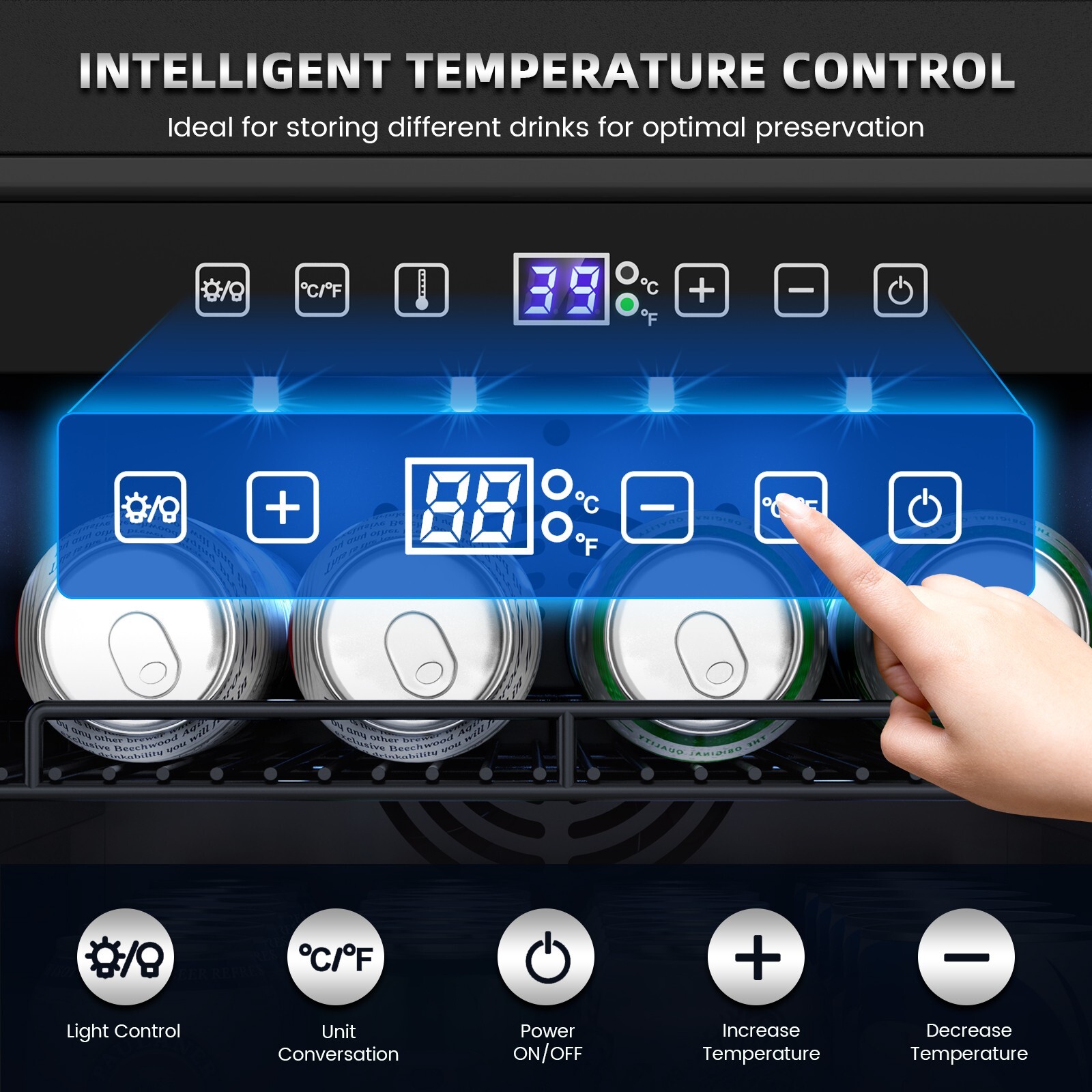 15" Outdoor Beverage Refrigerator | Weatherproof Stainless Steel Fridge 80 Cans