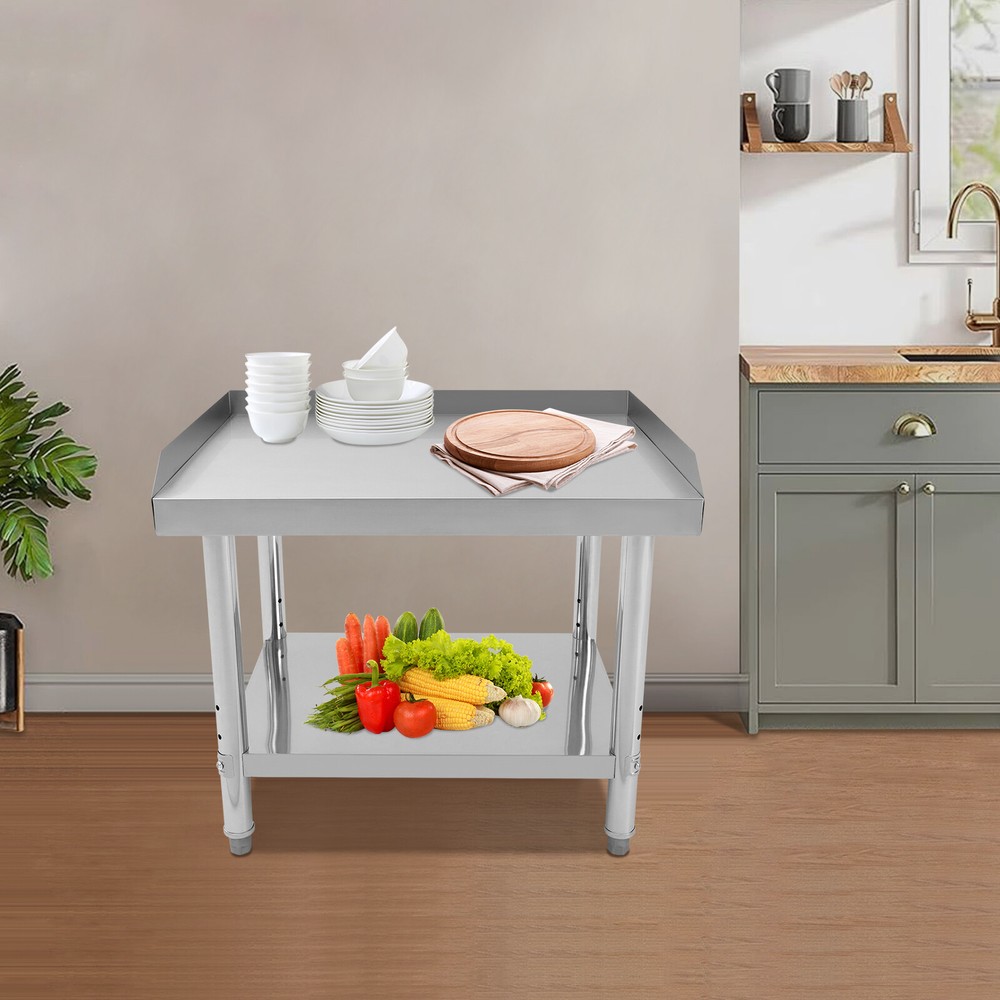 Adjustable Stainless Steel Work Table with Double-Tier Design for Versatile Use