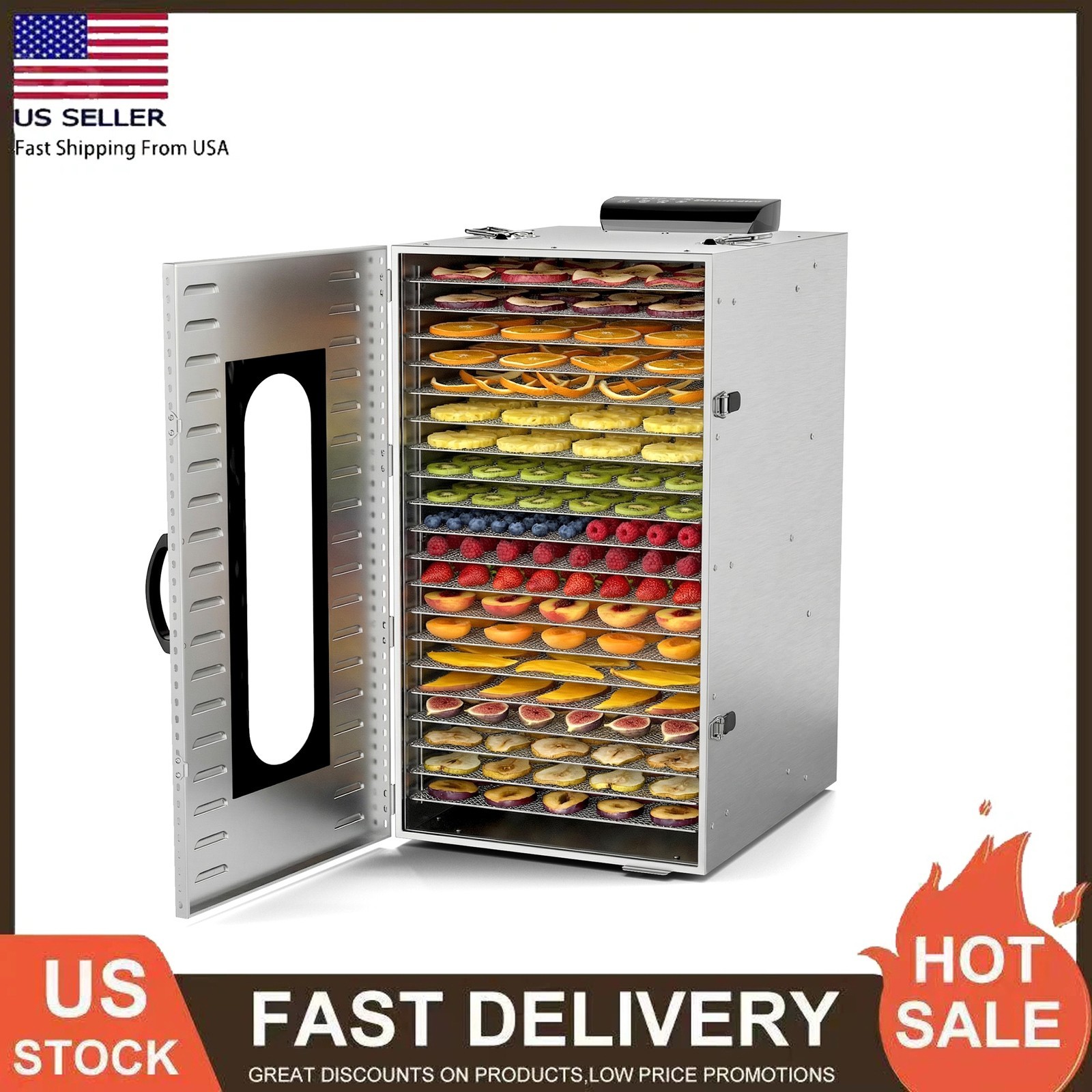 Commercial Food Dehydrator 20 Stainless Steel Trays Meat Fruit Dehydrators Dryer