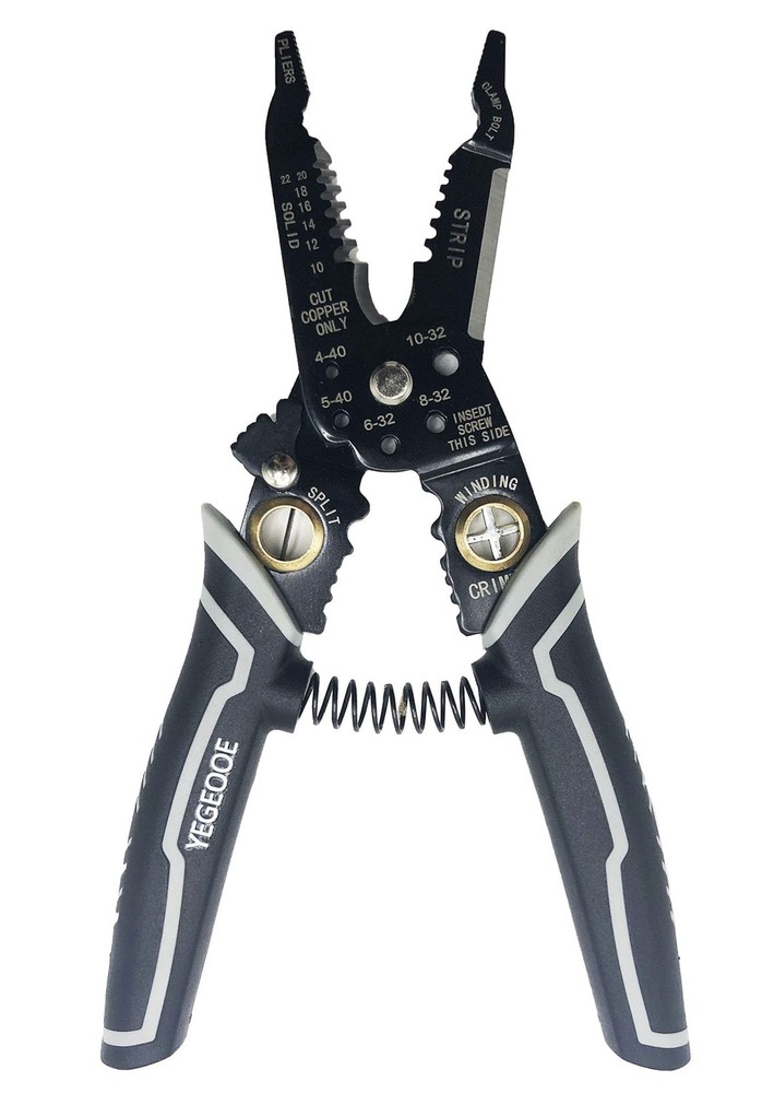YEGEOOE 9 in 1 Multi-function Wire Stripping Pliers,Small 8inch size, Grey