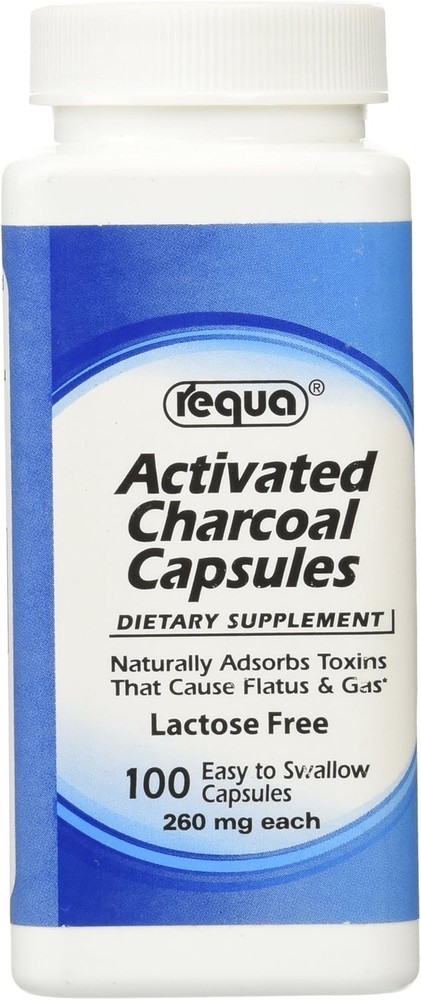 Requa Activated Charcoal Capsules 260 mg 100 Count