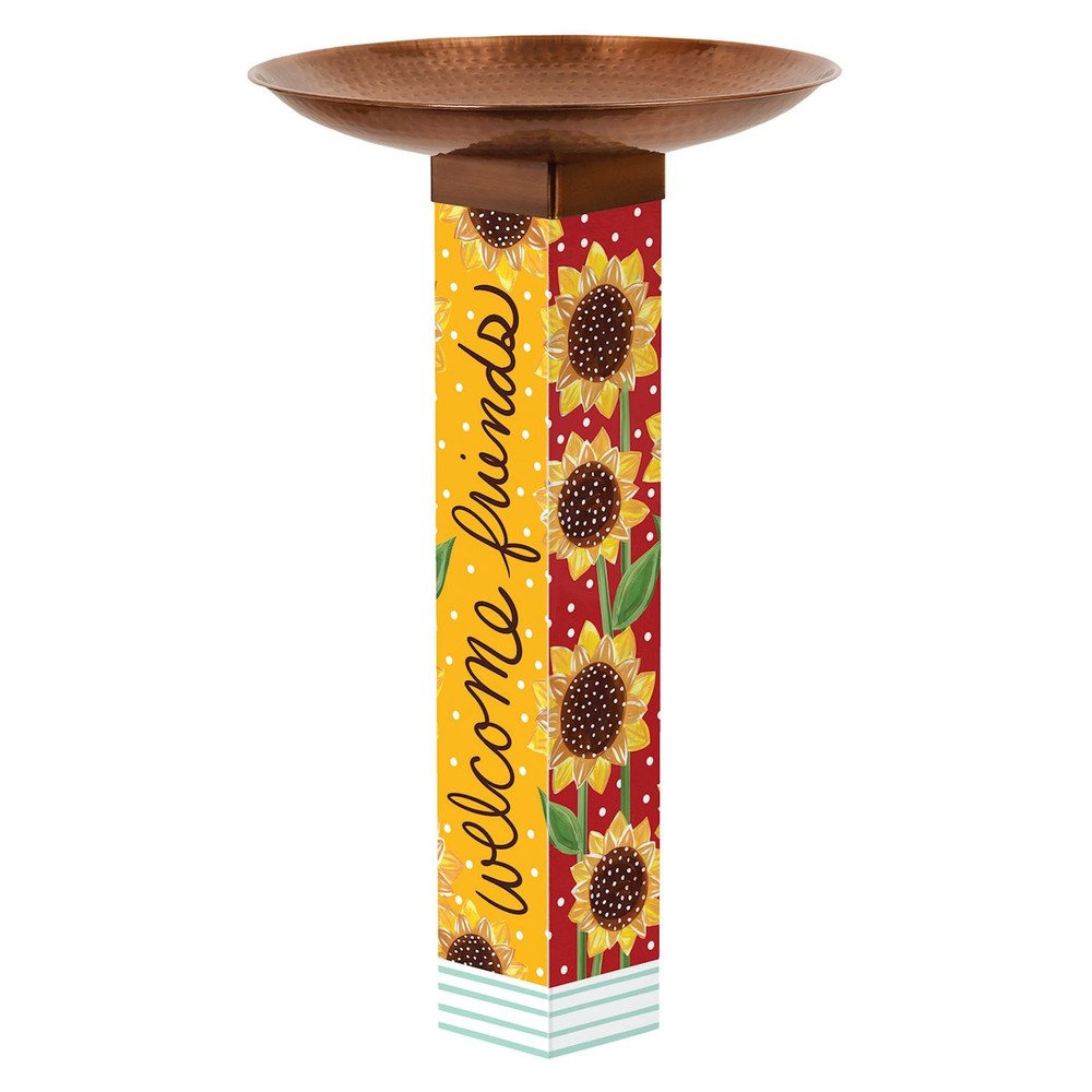 Matmate Playful Sunflowers Bird Bath with Copper Topper
