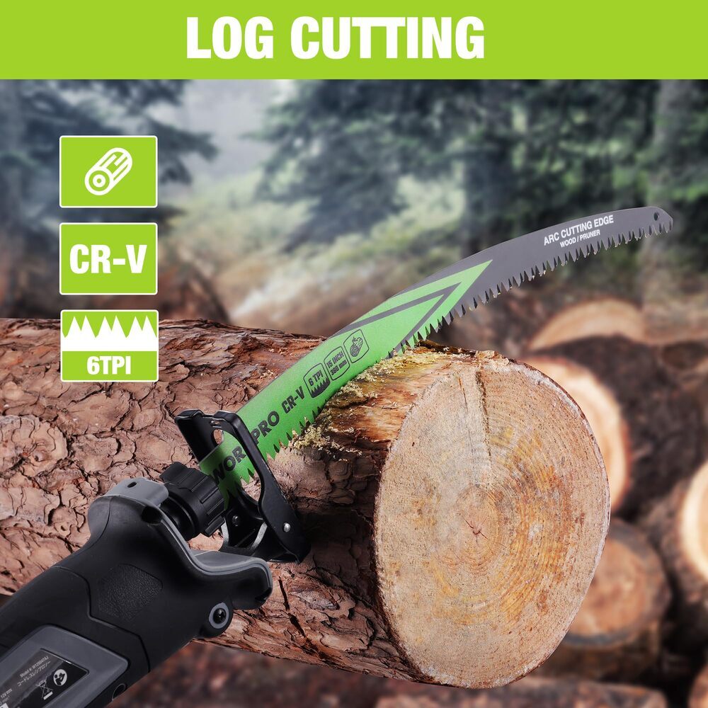 WORKPRO 5PCS 15" Wood Pruning Reciprocating Saw Blades Set Arc Cutting Edge 6TPI