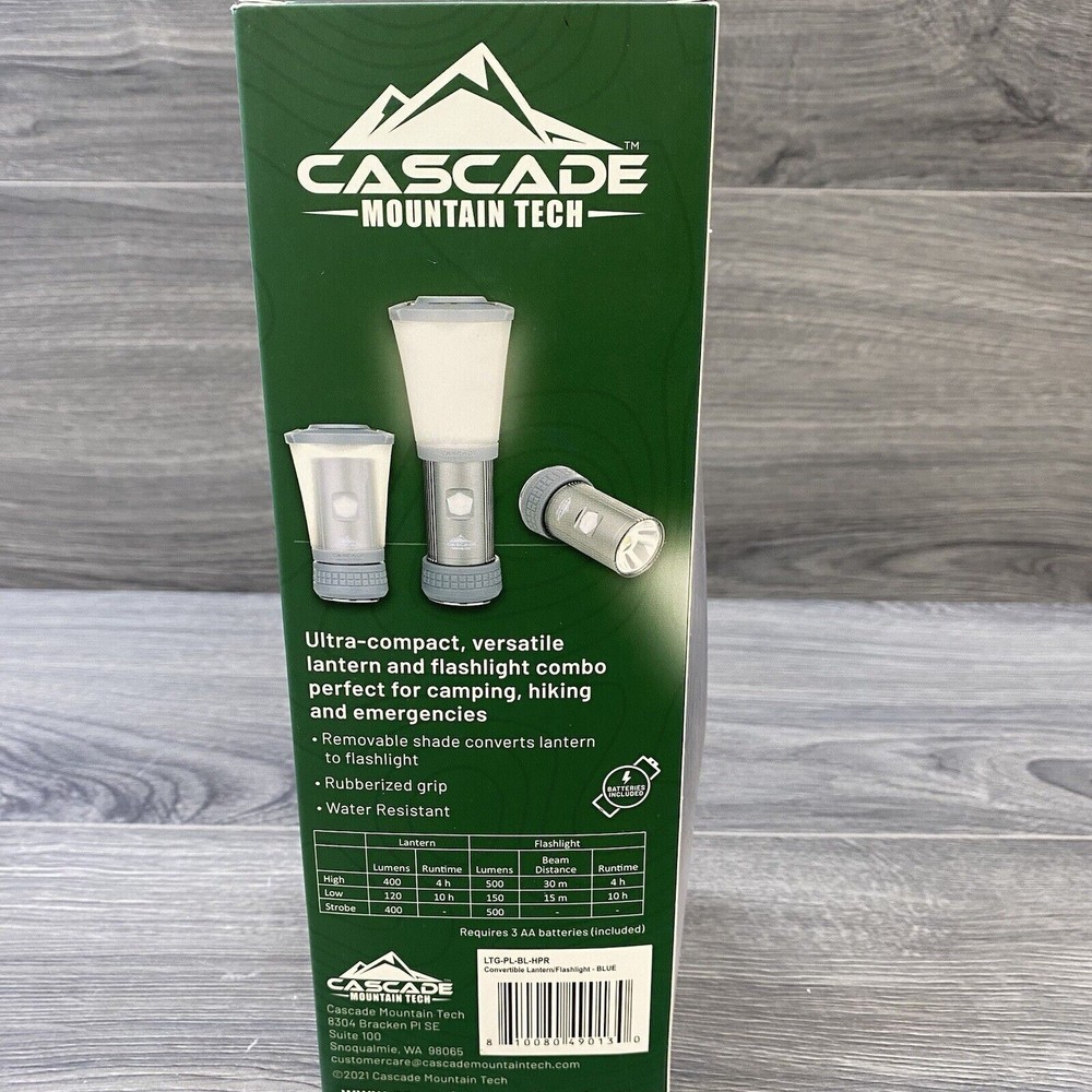 Cascade Mountain Tech 500 Lumens LED Convertible Lantern & Flashlight Blue