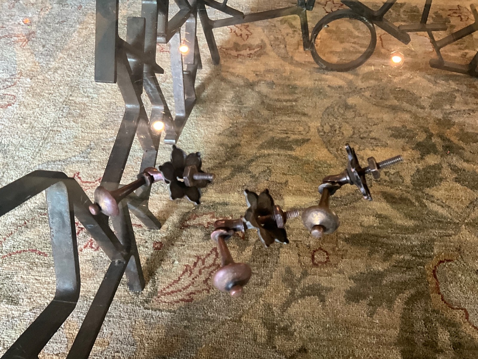 (3) Antique Brass Pendant Teardrop Drawer Pulls w/Backplates