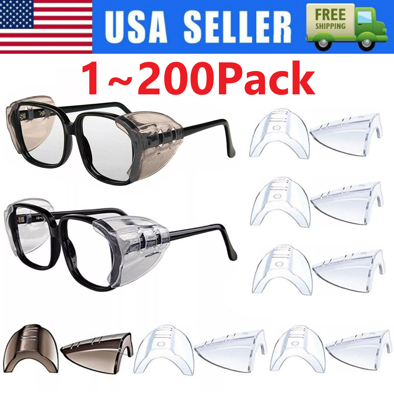1~200Pairs Side Shields For Eye Glasses Slip On Safety Glasses Shield Universal