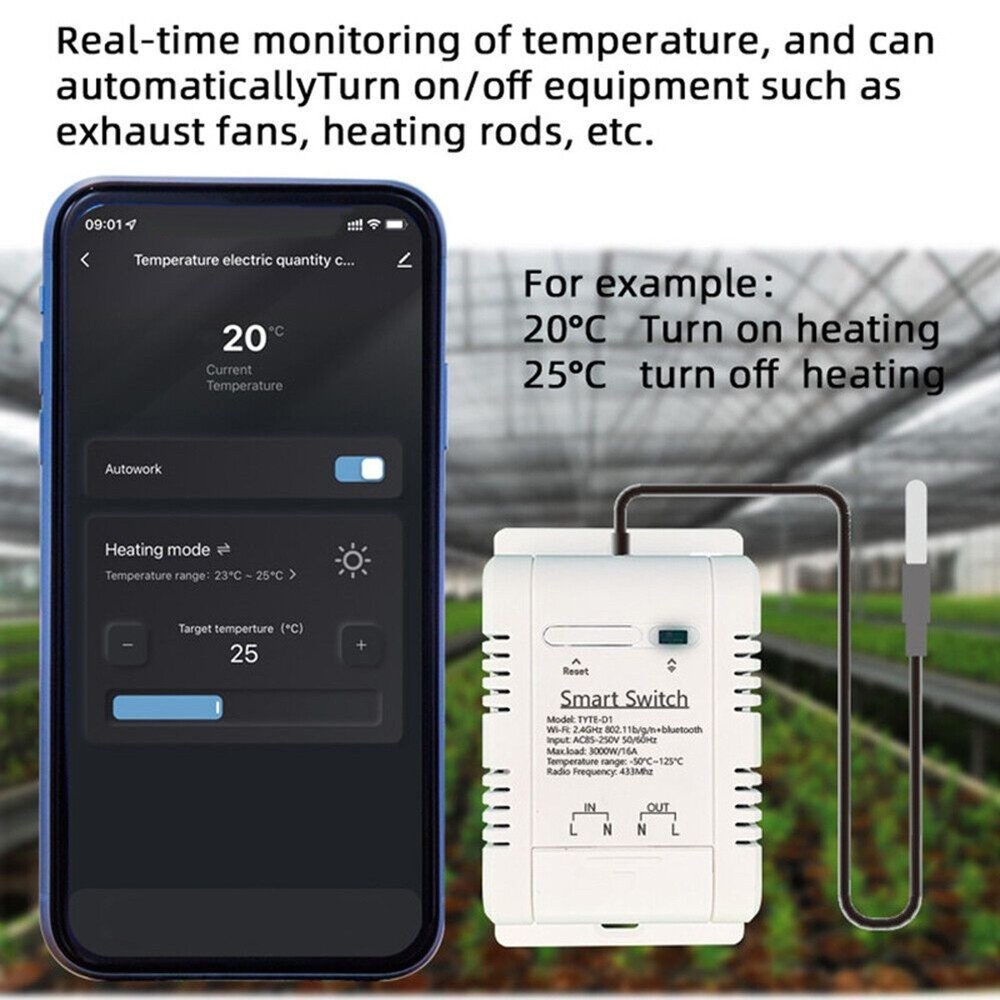 High Quality Temperature Sensor Smart Switch Wireless With Probe 3000W