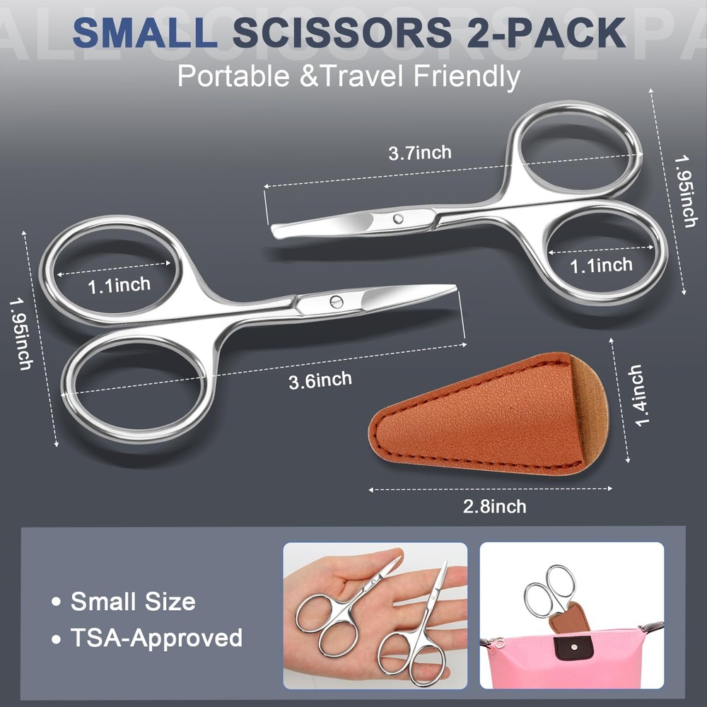 Small Eyebrow Scissors, Stainless Steel Trimming Scissors with Rounded Tips