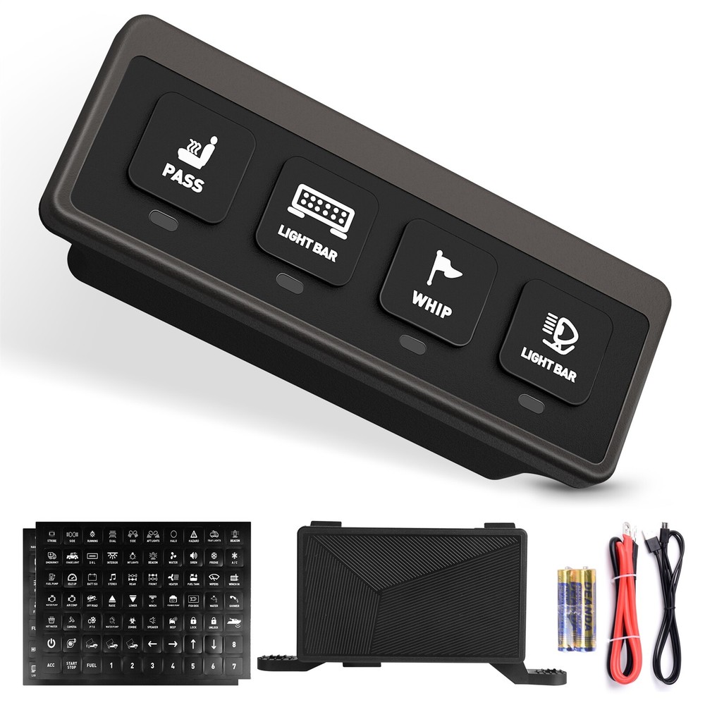 Wireless Switch Panel 4 Gang Led Light Bar Flash Remote Control Relay System Box