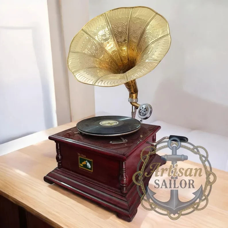 Antique Gramophone, Fully Functional Working Phonograph, win-up record player