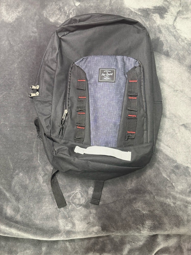 Pro Sport Black Gray Backpack Zip Closure External Pockets Polyester