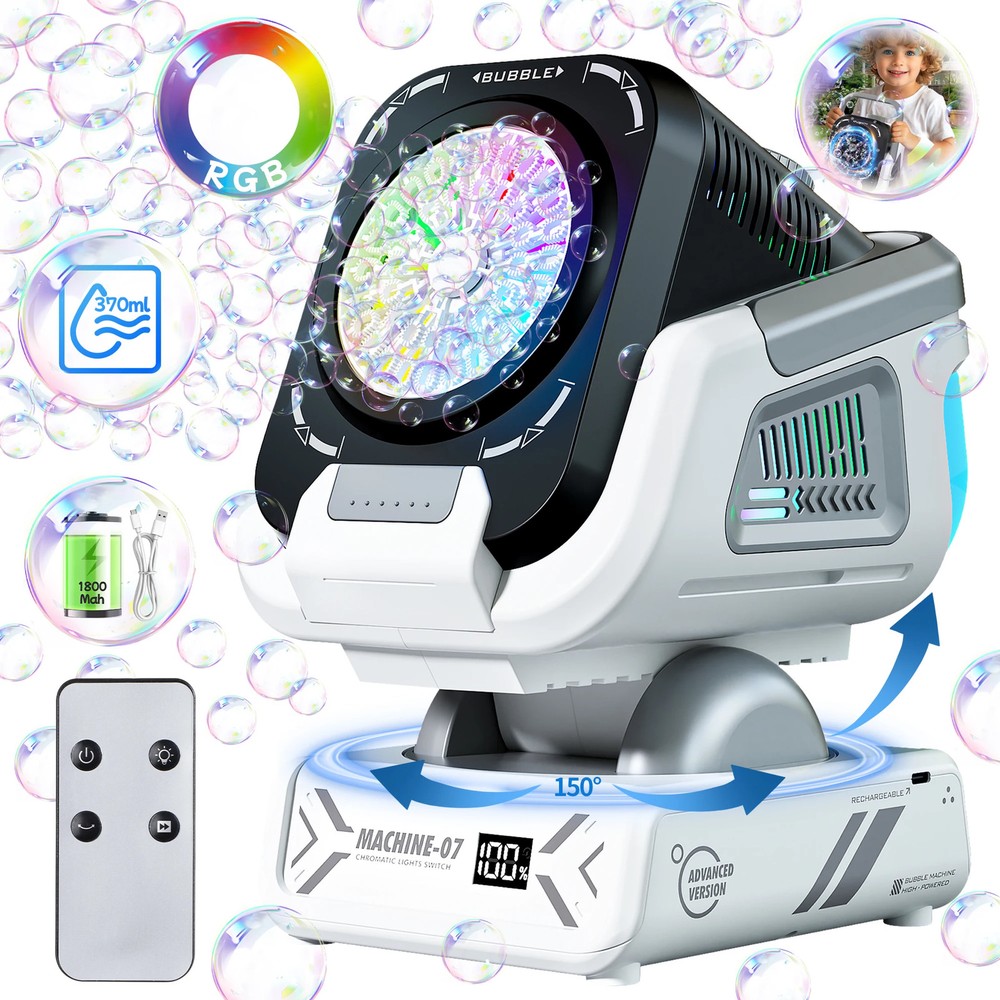 2025 Upgraded Version of the Bubble Machine with Remote Control, Automatic Rotat