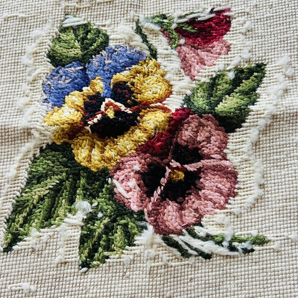 13”x13” Vintage Needlepoint Canvas.