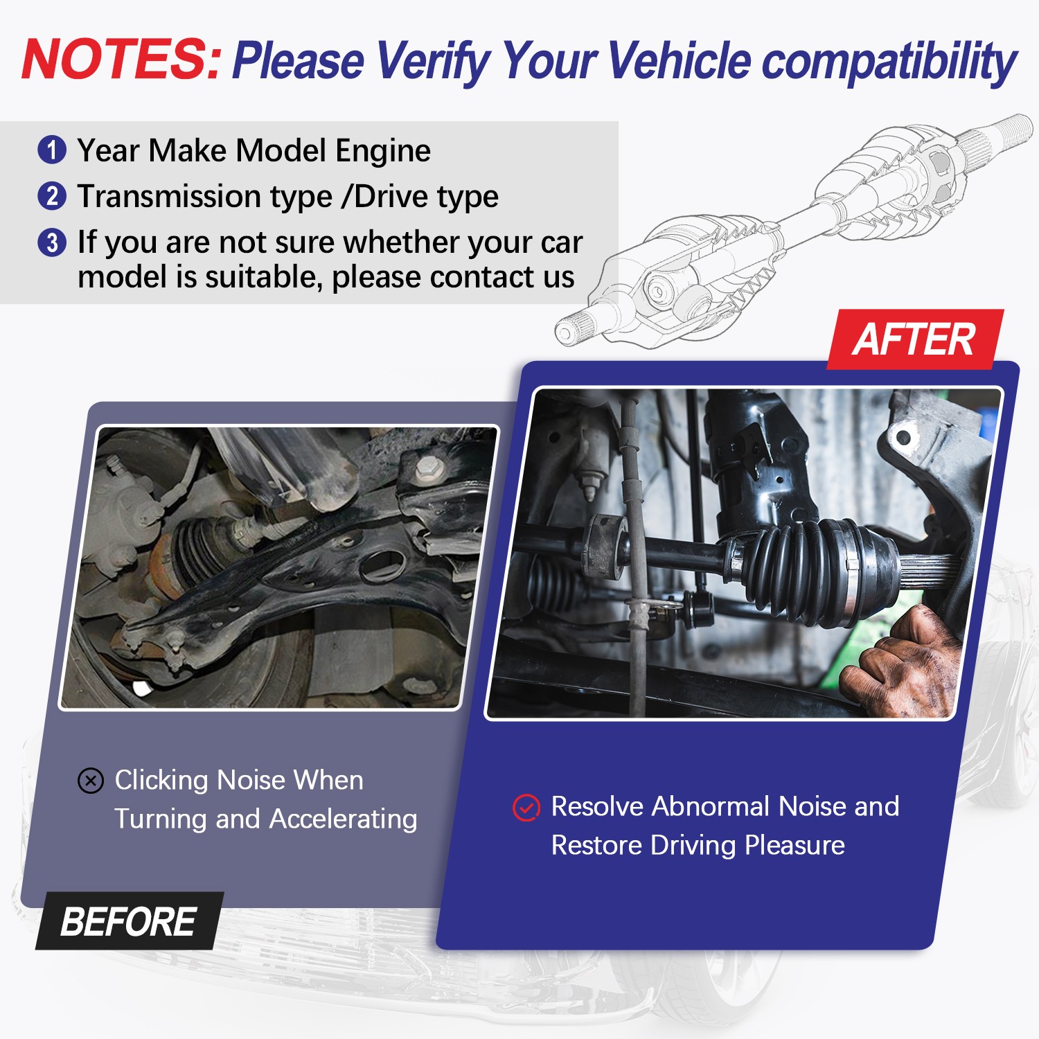 Front Extended Travel CV Axle Shaft for 11-19 Chevy Silverado 2500 HD Pickup OEM