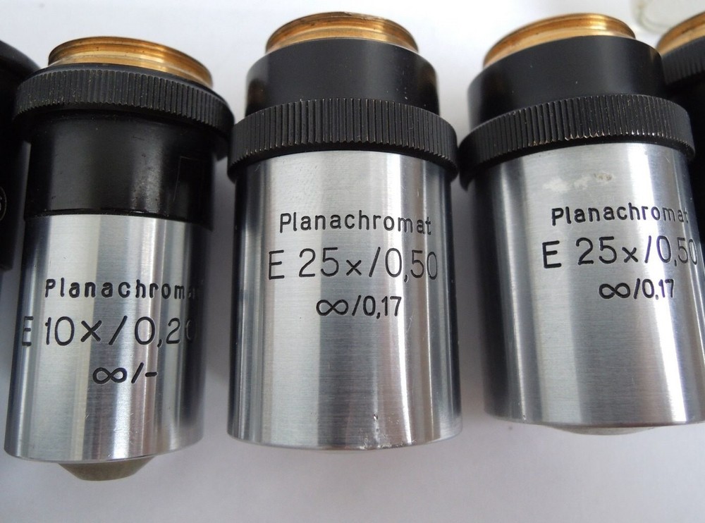 Carl Zeiss Jena Planachromate microscope objective E10. E25