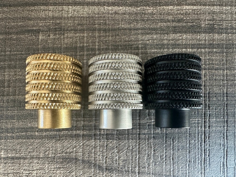 Knurled Cabinet Knob Small Round Solid Brass